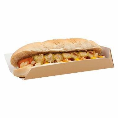 Bakke Hotdog 230x70x50 mm Brun/Hvid,1000 stk/krt