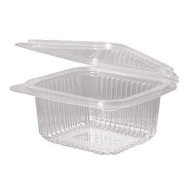 Plastbæger 500 ml 135x125x56 mm Firkantet Hængslet låg Bionedbrydelig PLA Klar,12 ps x 50 stk/krt
