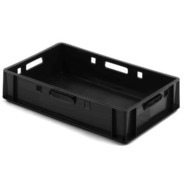 Plastkasse E-1 600x400x125 mm HDPE Sort,stk