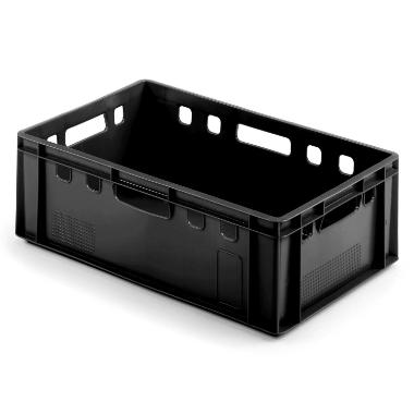 Plastkasse E-2 600x400x200 mm HDPE Sort,stk