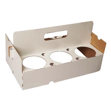 Bærebakke 318x186x72 mm til 6 øl og 8 shots Neutral hvid,20 stk/krt