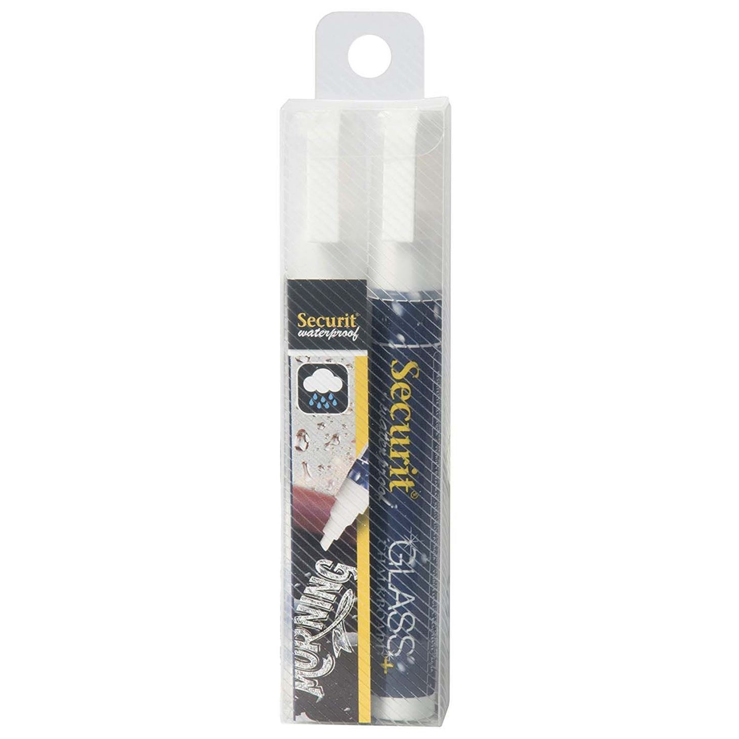 Tuschpen 2 stk Securit medium 2-6 mm Vandfast Hvid,2 stk/pk