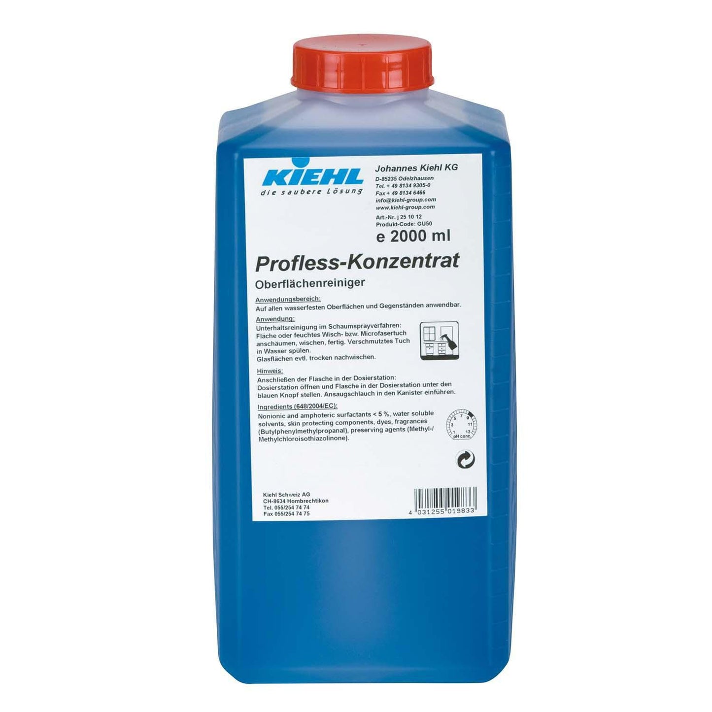 Universalrengøring Profless-Konzentrat 2ltr med farve/parfume blå til overflader,3 fl x 2 ltr/krt