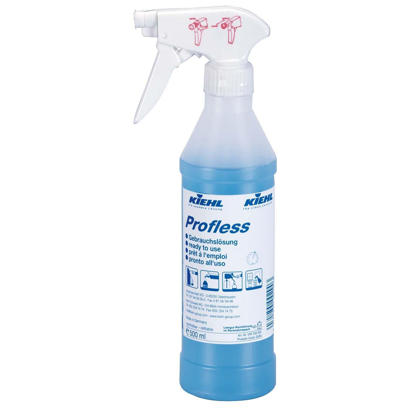 Flaske Tom Bruse/Skum 500ml med 2 spraymuligheder/Tryk Klar til KIEHL Profless,6 fl/krt