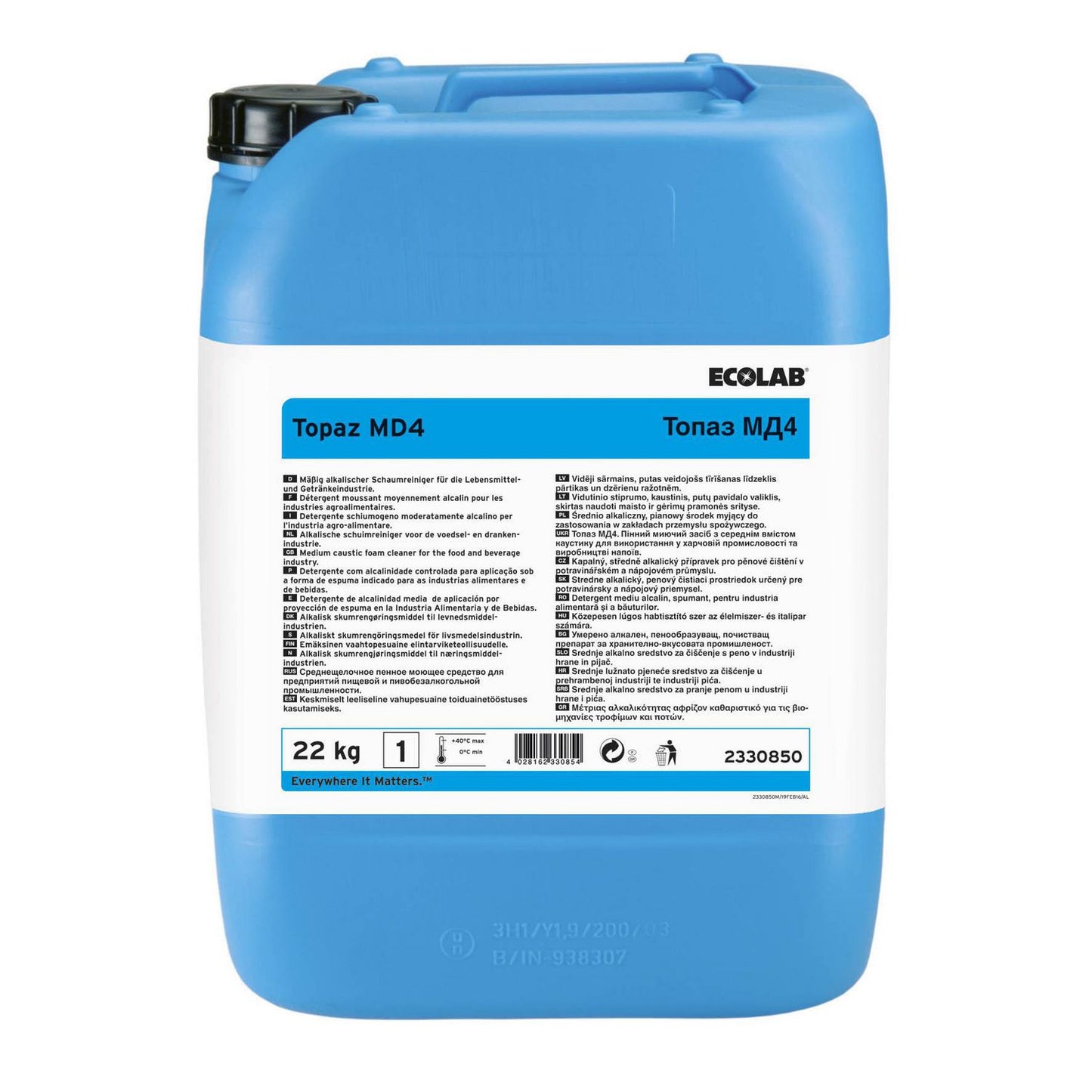 Skumrengøring Alkalisk Topaz MD4 til fedt og protein i Fødevareproduktion 22 kg,22 kg/dnk
