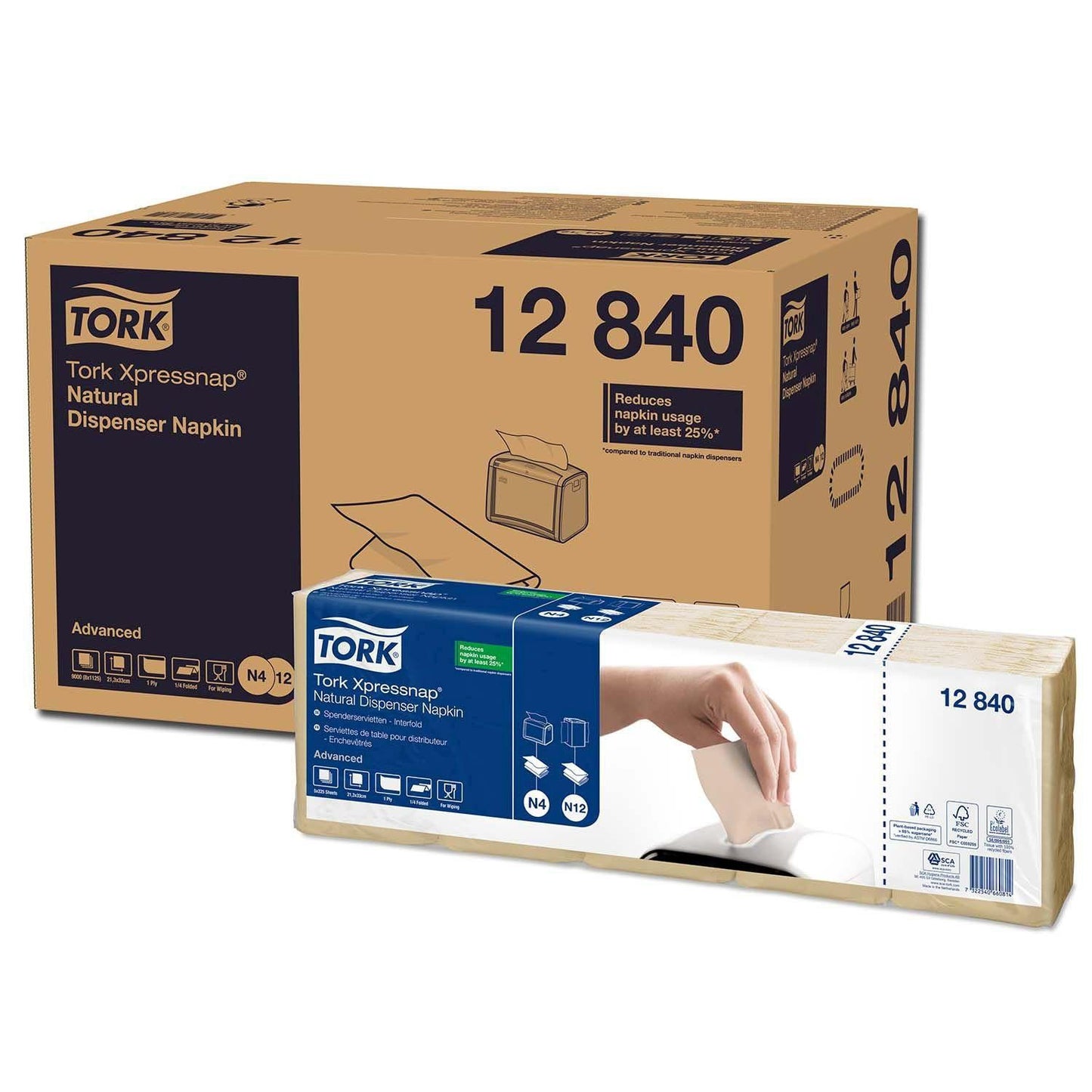 Serviet Tork N4 Xpressnap 213x330mm 1-lag Natur,8 pk x 1125 stk/krt