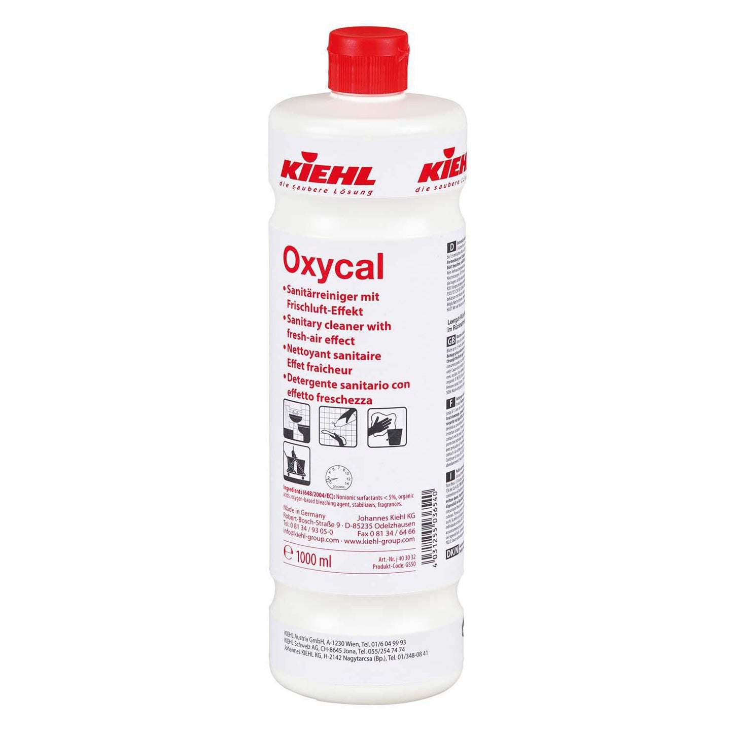 Sanitetsrengøring Oxycal Sur med Farve/Parfume mod Kalk/Lugtil Mug 1 ltr,6 fl x 1 ltr/krt