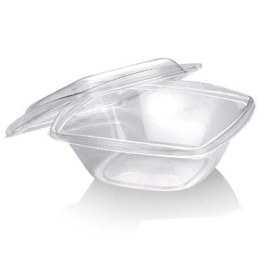 Salatbakke 960 ml 192x192x78 mm Løst låg Bionedbrydelig PLA Klar,300 stk/krt