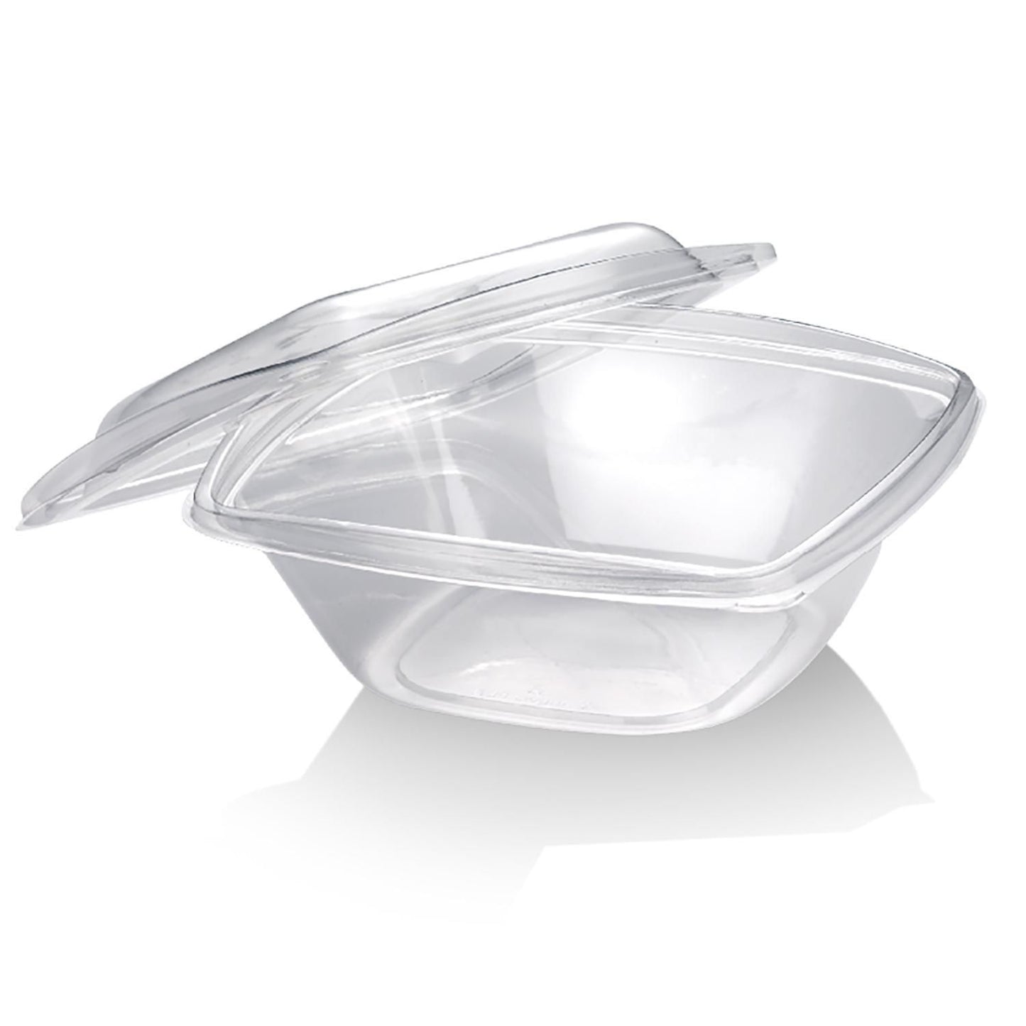 Salatbakke 960 ml 192x192x78 mm Løst låg Bionedbrydelig PLA Klar,300 stk/krt