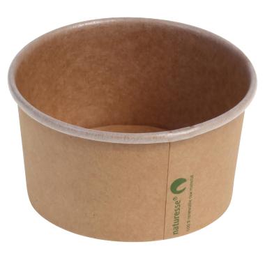 Isbæger 240 ml 8 oz Ø96x52 mm kraft pap PLA bionedbrydelig Brun,20 ps x 50 stk/krt