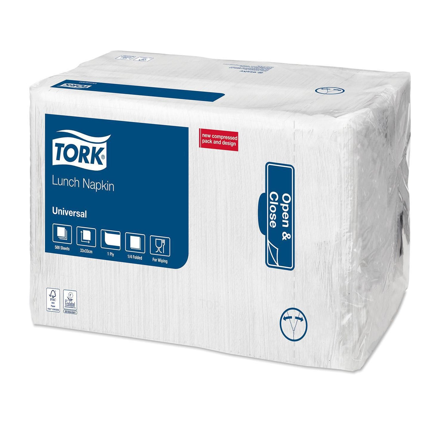 Serviet Tork 32,5x32,5cm 1-lag Hvid,500 stk/pk