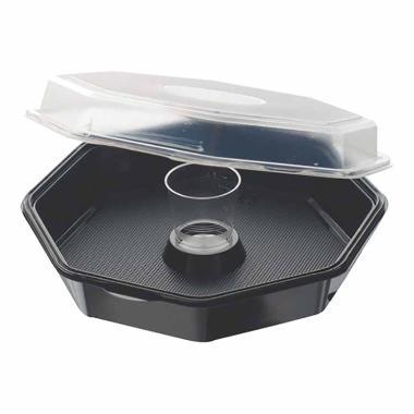 Multiboks Octaview 1-rum Ø230xH70 mm med dressingbæger og låg Sort/klar,160 stk/krt