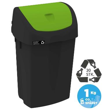 Affaldsbeholder Nordic Recycle 25 ltr Sort grøn vippelåg,stk
