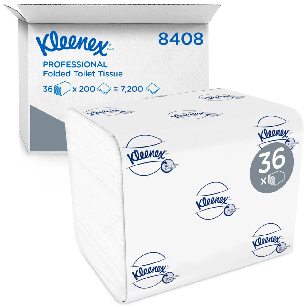 Toiletpapir Kleenex Bulk Pack 2-lag 18.6x11,0 cm,36 pk x 200 stk/krt