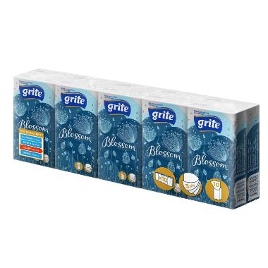 Lommetørklæde Blossom 21x21 cm 3 lag Hvid,10 pk x 10 stk/krt