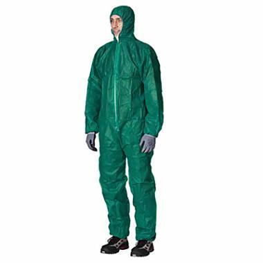 Støvdragt str XL med Lynlås/Hætte/Elastik PP Grøn,50 stk/krt