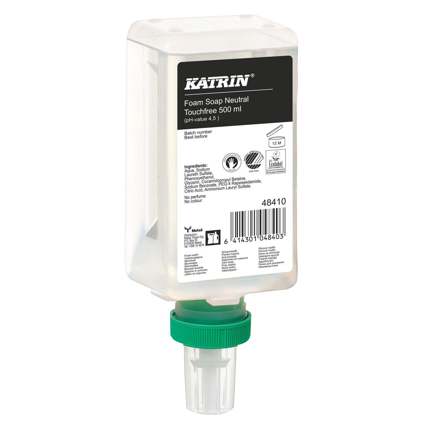 Sæbe Skum Katrin Natural uden parfume Touchfree 500 ml,12 fl x 500 ml/krt