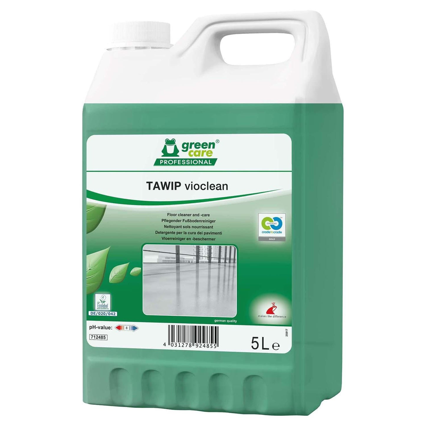 Vaskepleje TAWIP Vioclean uden Voks Ecolabel med Parfume 5 ltr Grøn,5 ltr/dnk