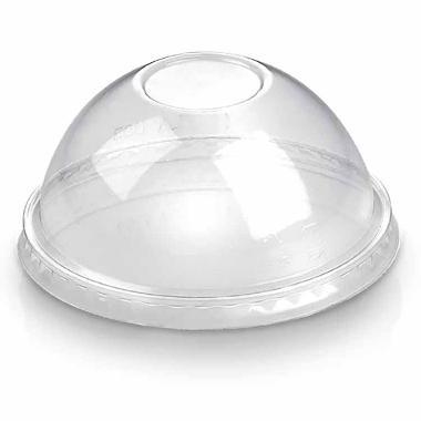 Plastlåg Ø96 mm Hvælvet uden Hul Klar PLA bionebrydelig,24 ps x 50 stk/krt