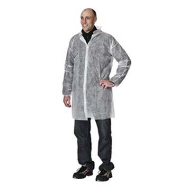 Engangskittel kraftig str XXL Non-Woven Hvid m/trykknaplukning,50 stk/krt