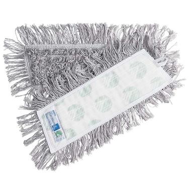 Moppe Velcro Mop 30cm Svanemærket med Frynser Grå Tør/Våd til trægulve/linoleum,5 stk/pk