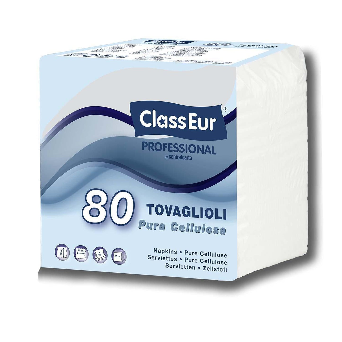 Serviet ClassEur professional 33x33 cm 3-lag 80 stk pr. pakke Hvid,24 pk x 80 stk/krt