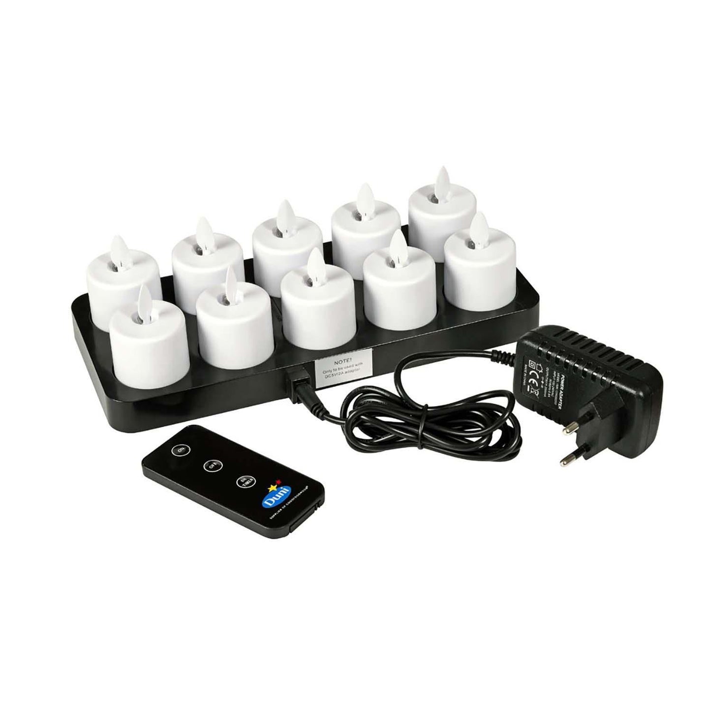 Ladestation Duni LED bevægelig flamme inkl. 10 lys 38x36 mm,1 sæt/krt