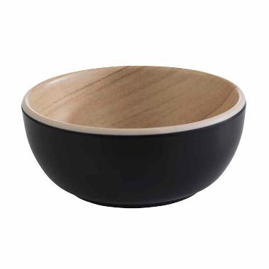Skål Frida 0.1 ltr Ø8.5x3.5 cm Melamin Sort/Trælook,stk