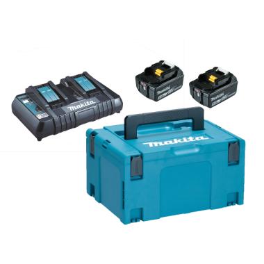 Batteripakke Makita LXT 18V 5.0Ah 2 x batterier med dobbelt lader i kuffert,1 stk