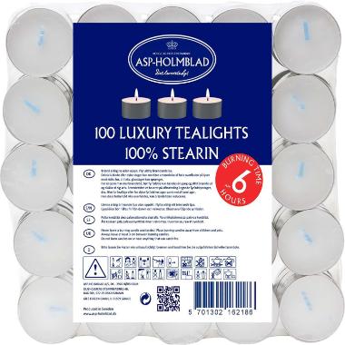 Fyrfadslys ASP hvid 100 stk. 6 timers Ren stearin 1/4 palle,100 stk/pk