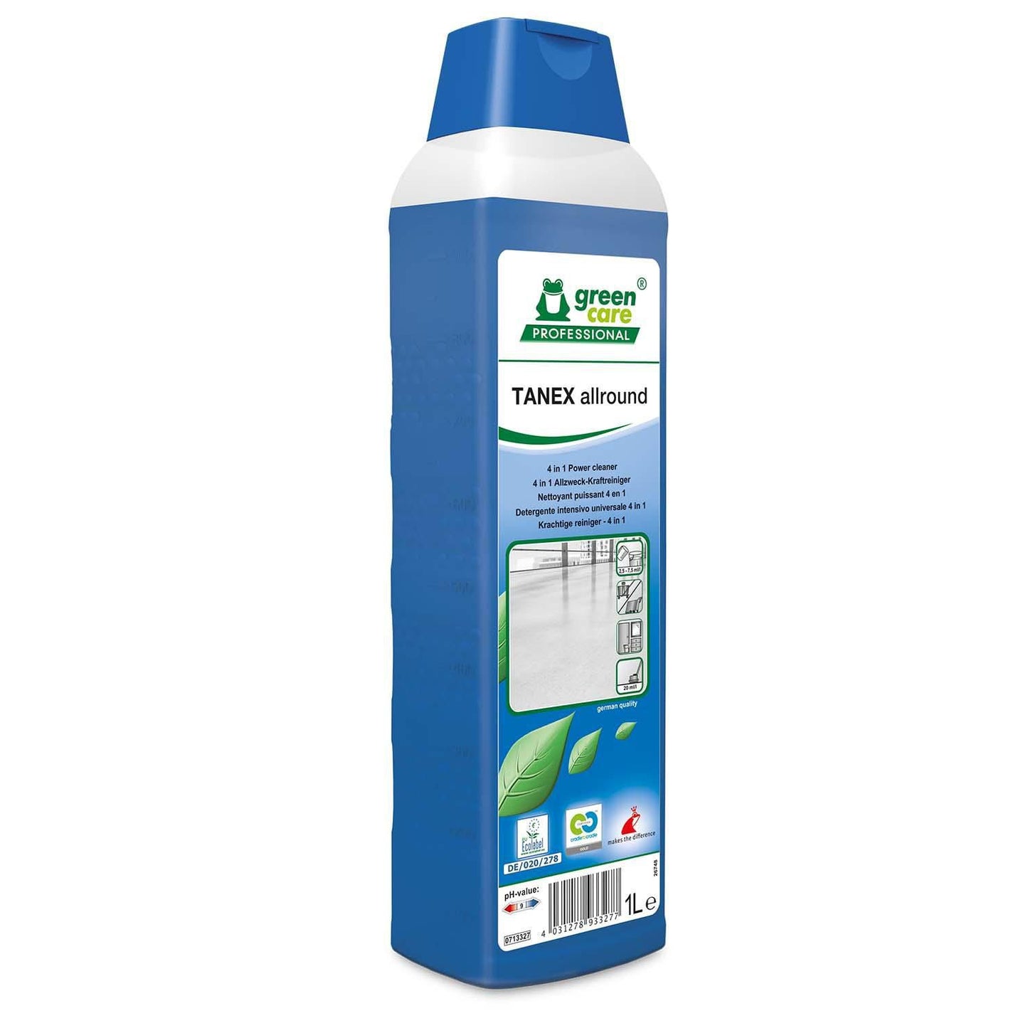 Universalrengøring Tanex Allround 4-i-1 Ecolabel med parfume 1 ltr Blå,1 ltr/fl