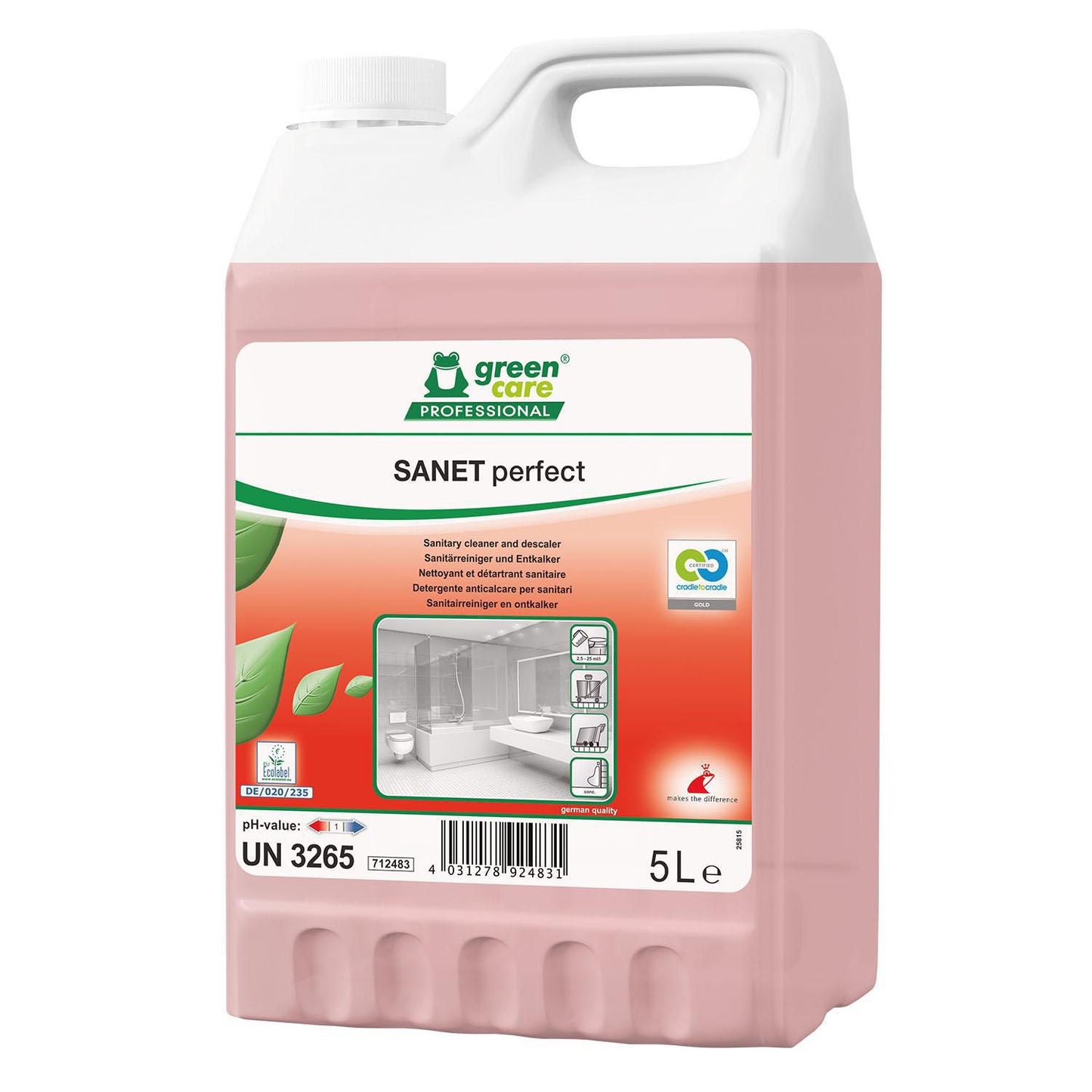 Sanitetsrengøring sur Sanet Perfect Ecolabel afkalker m parfume 5 ltr Rød,5 ltr/dnk