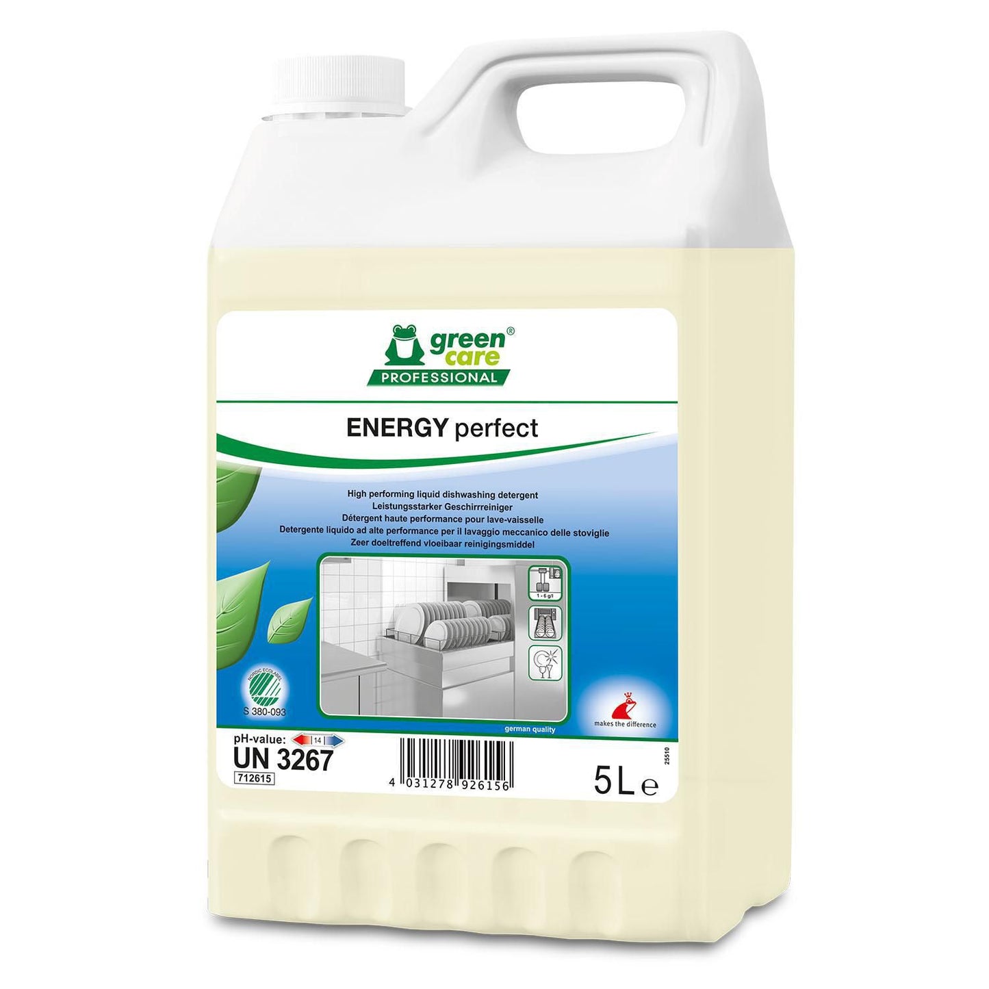 Maskinopvask Flydende Energy Perfect 5ltr Svanemærket uden Klor Blødt/Middel,5 ltr/dnk