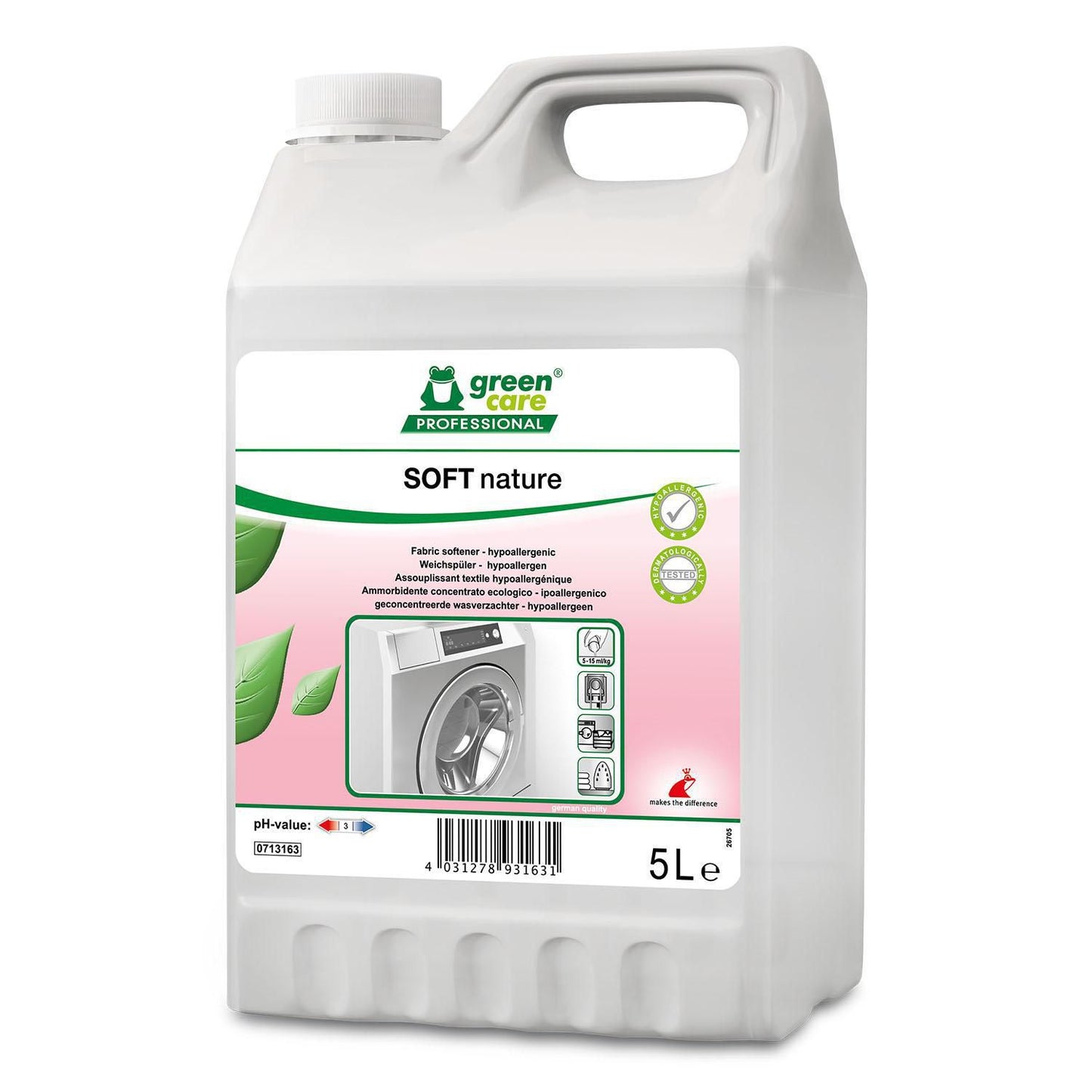 Tøjvask skyllemiddel Soft Nature med parfume 5 ltr,5 ltr/dnk