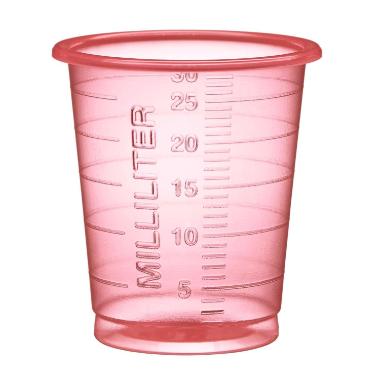 Medicinbæger 30 ml PP Eco Rød,100 ps x 90 stk/krt