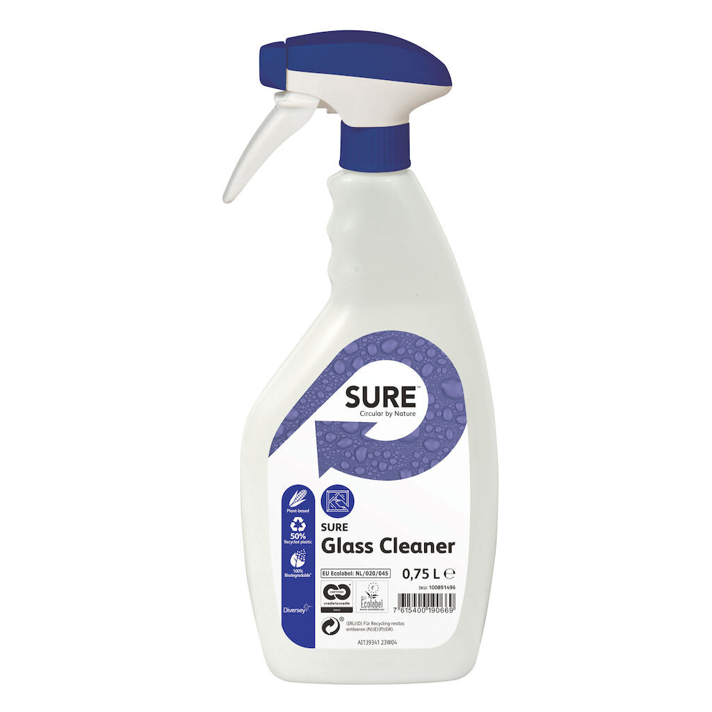 Glasrens SURE Glass Cleaner Ecolabel uden farve/parfume 750 ml,750 ml/fl