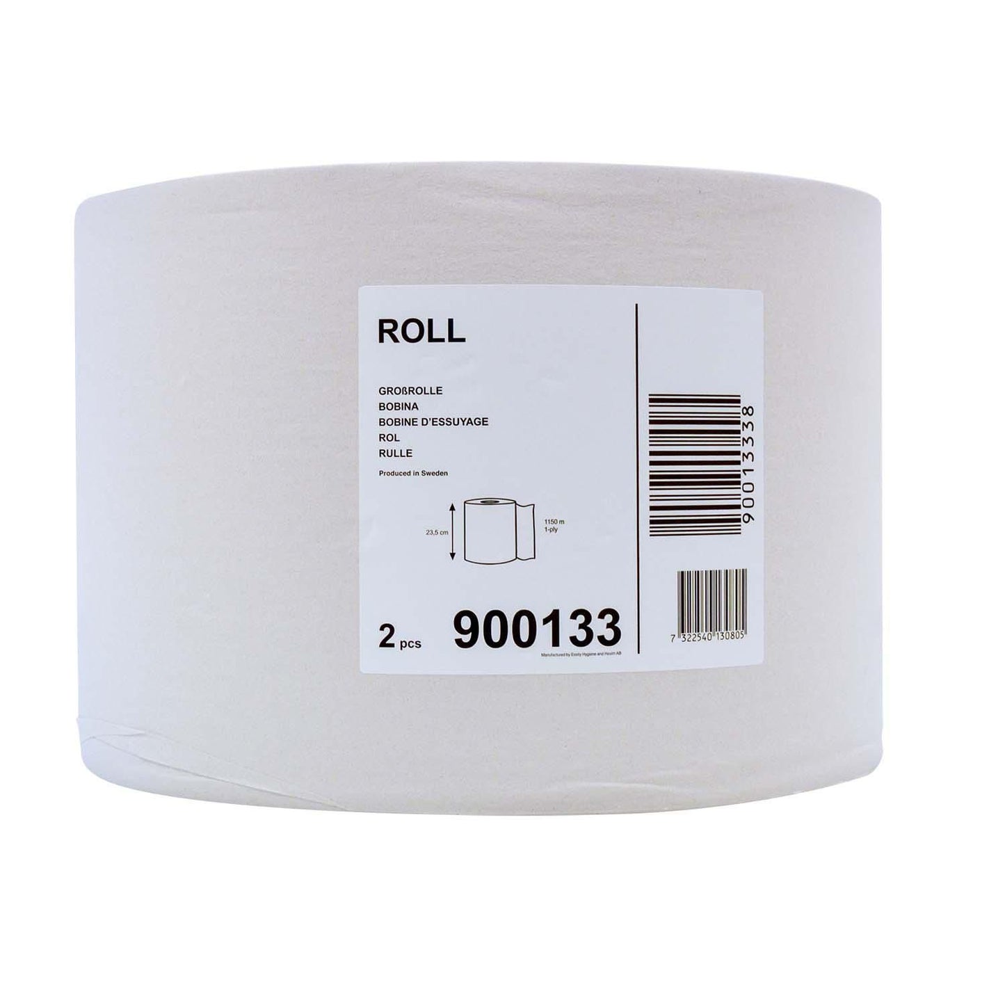 Aftørringsrulle Industri Tork W1 1-lag Ø37cm B23.5cmxL1150m Genbrug Natur,2 rl/krt
