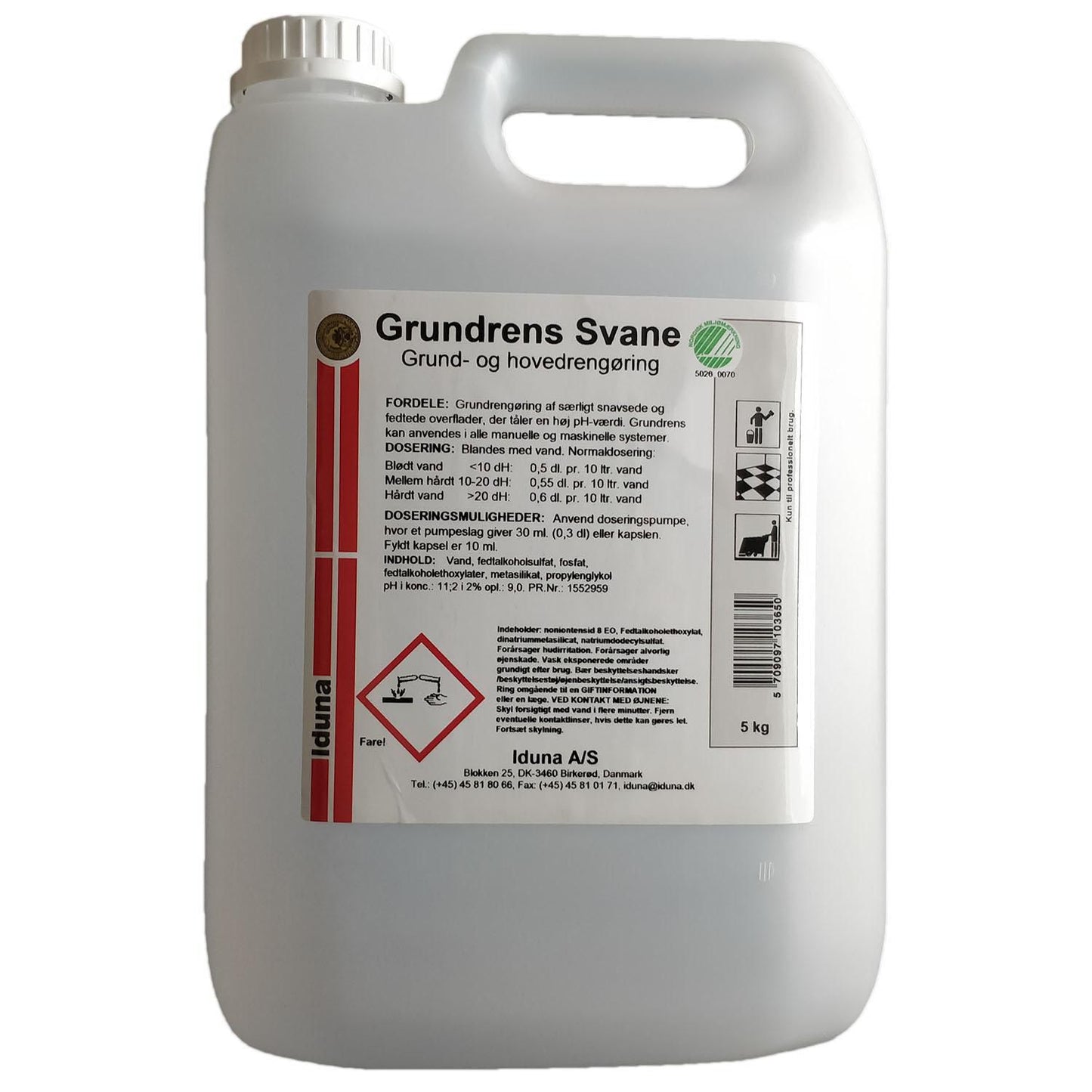 Grundrengøring Gulv/Ovfl Iduna Grundrens 5ltr Svanemærket u Parfume Manuel/Mask,5 ltr/dnk