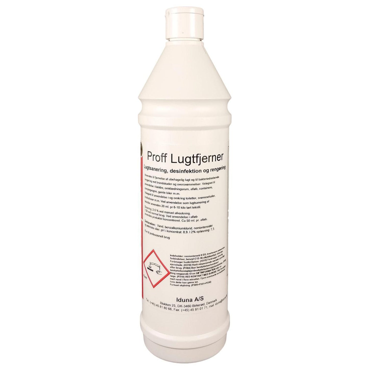 Lugtfjerner Iduna Proff 1ltr med Parfume til off. rum/køretøjer/svømmehaller mm.,12 fl x 1 ltr/krt