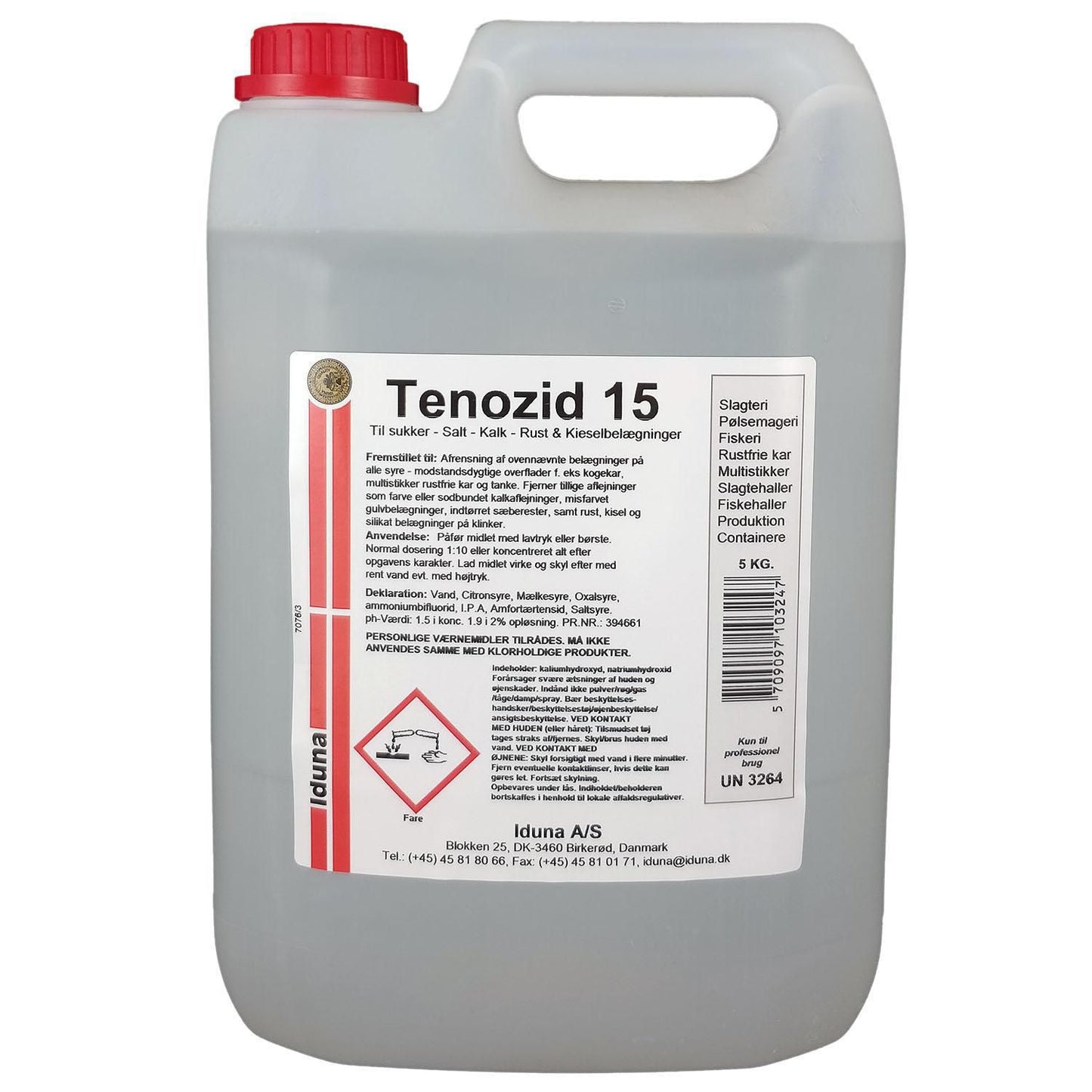 Kalkfjerner Stærkt surt Iduna Tenozid 15 5ltr uden Parfume t. mineralske aflejr.,5 ltr/dnk