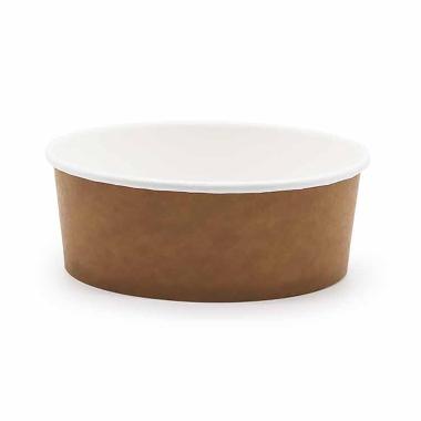 Salatskål rund 550 ml Ø143 mm H52 mm brun/hvid pap med PE,8 pk x 50 stk/krt