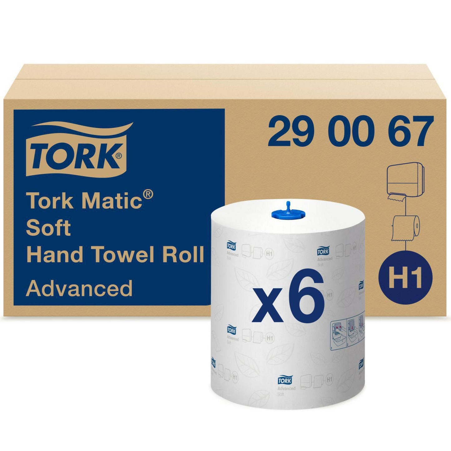 Håndklæderulle Tork Matic Advanced H1 System 2-lag Ø19xB21cmxL150m M/Hylse Hvid,6 rl/krt