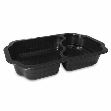 Bakke 2-rum Take Home 650/420 ml 250x159x45 mm PP Sort,300 stk/krt