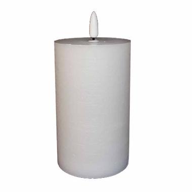 LED bloklys 7.5x10 cm med 3D flamme Hvid,1 stk