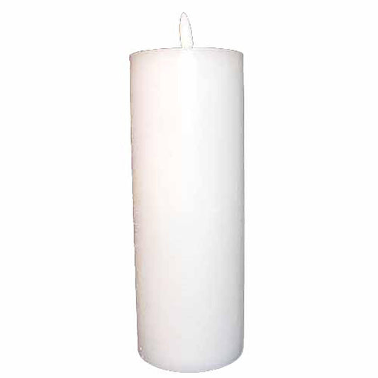 LED bloklys 7.5x20 cm med  3D flamme Hvid,stk