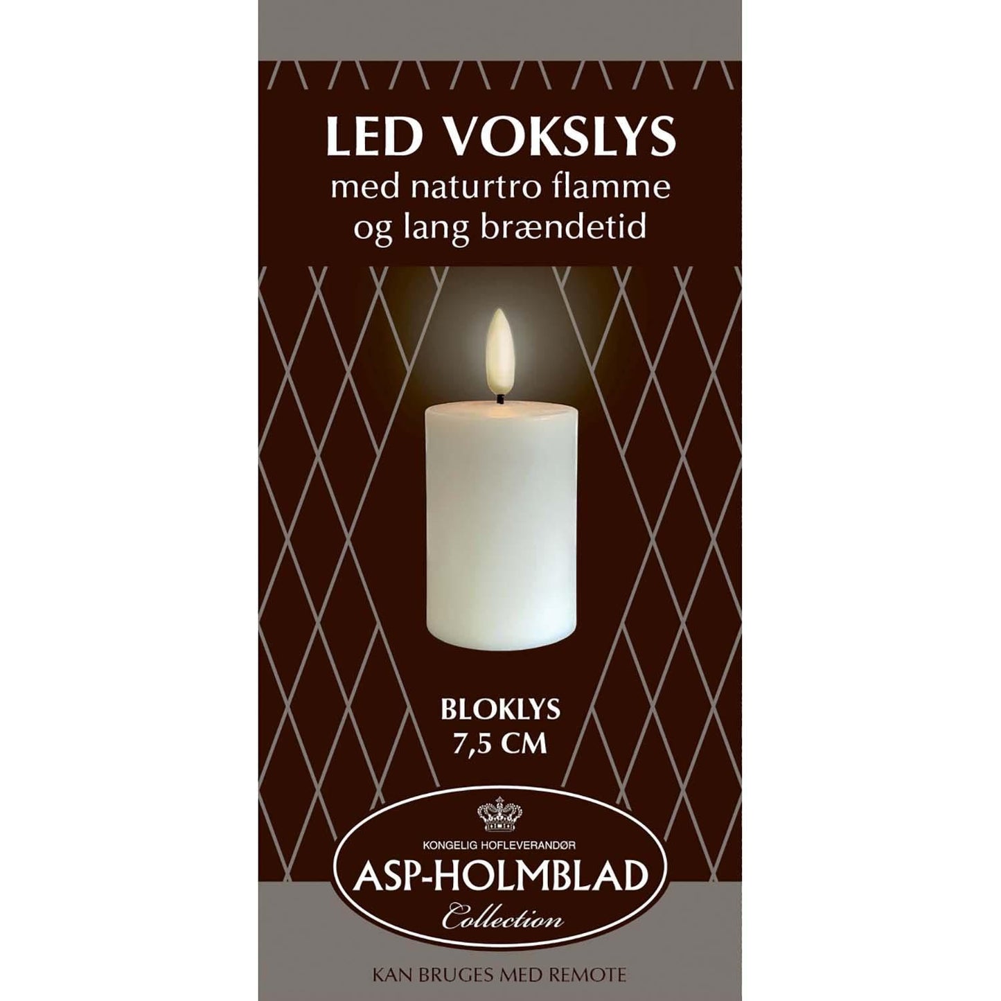 LED lys Asp-Holmblad Bloklys 5x7,5 cm Hvid,stk