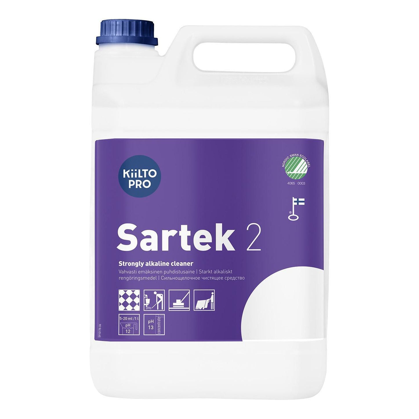 Grundrengøring Gulv Kiilto Sartek 2 5ltr Svanemærket uden Parfume Manuel/Maskine,3 dnk x 5 ltr/krt