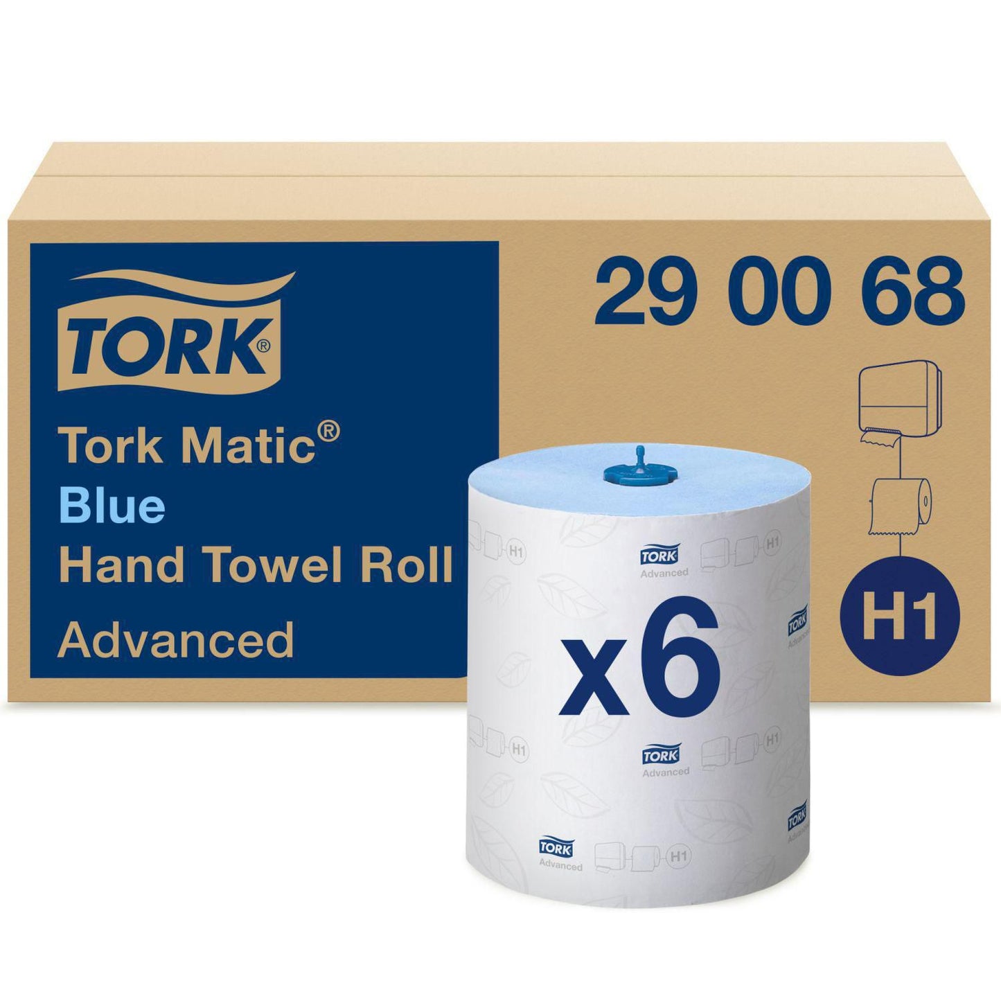 Håndklæderulle Tork Matic Advanced H1 2-lag Ø19xB21cmxL150m M/Hylse Mix Blå,6 rl/krt