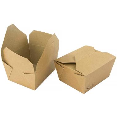 Takeaway æske 400 ml 90x90x52 mm FSC-mærket Karton med biocoating Brun,8 ps x 50 stk/krt