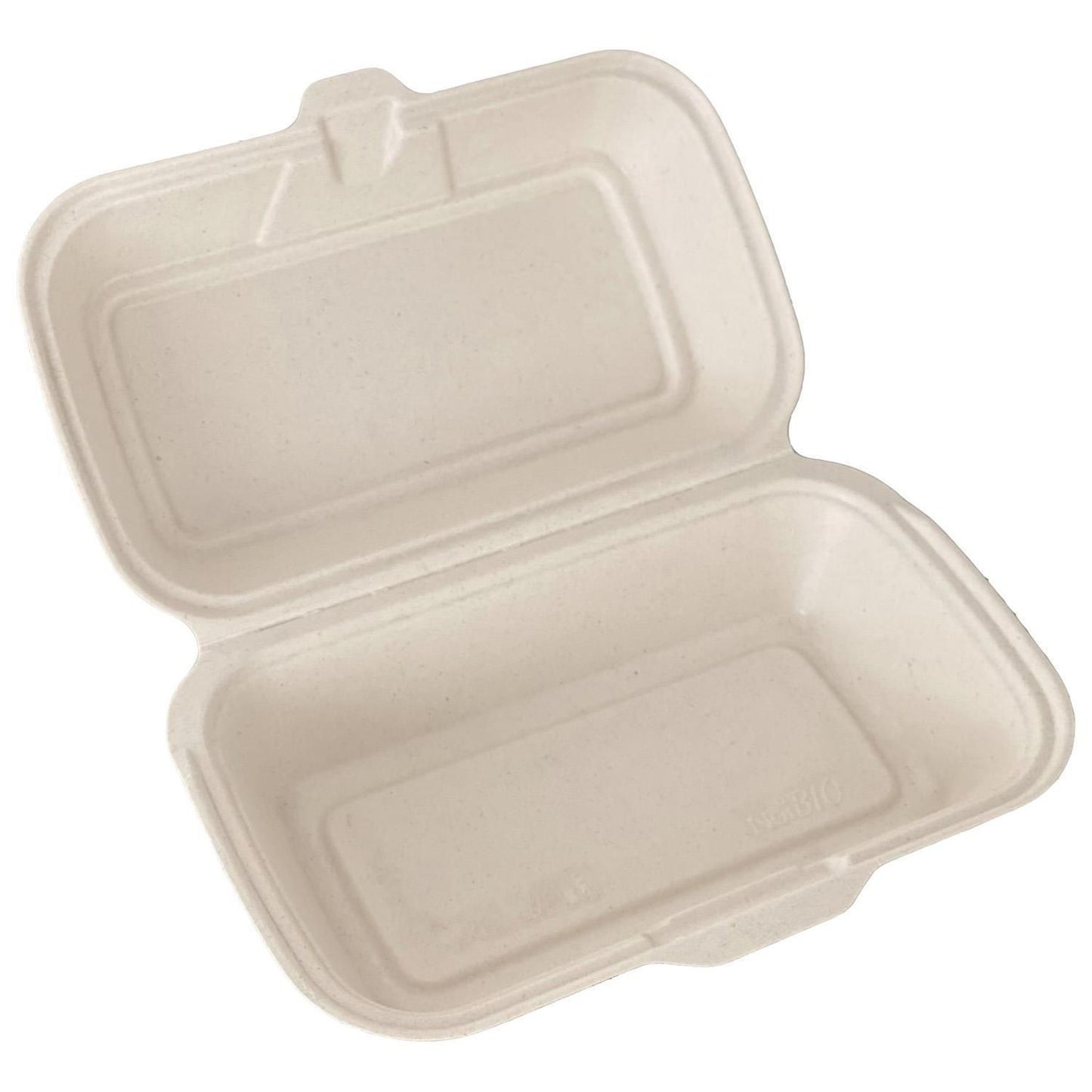 Bakke 1-rum 240x150x80 mm med låg Bagasse Beige,4 ps x 50 stk/krt